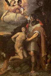 O sacrifício do óleo de Isaac sobre tela