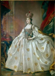 Retrato da imperatriz russa Catarina II, a Grande (1729-1796), com o seu vestido de coroação. Pintura de Stefano Torelli (1712-1784), século XVIII, Museu Hermitage, São Petersburgo