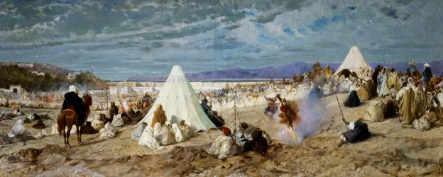 Celebração de Maomé em Tânger, pintura de Stefano Ussi (1822-1901), óleo sobre tela, 48, 5x117, 5 cm