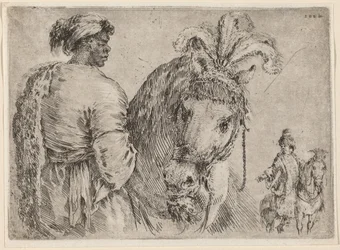 Um homem negro a alimentar um cavalo, provavelmente 1662