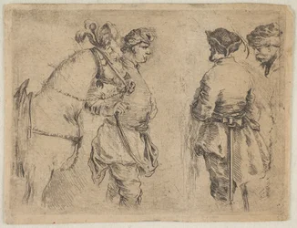 Um poste segurando um cavalo pelo freio, ca. 1662