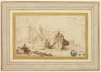 Uma galera toscana e outros navios perto da costa