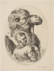Um escravo segura um camelo junto ao freio, de Várias cabeças no estilo persa Plusieurs ..., 1649.