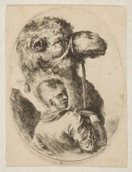 Um escravo segura um camelo junto ao freio, de Várias cabeças no estilo persa Plusieurs ..., 1649.