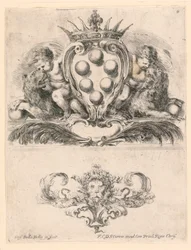 Brasão do Grão-Duque da Toscana: Ornamento com Máscara de Leão, nº 6 da "Coleção de vários caprichos e nove invenções de pastas e ornamentos"