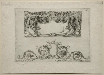 Coleção de vários caprichos e novos desenhos de cartelas e ornamentos: no 16.