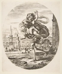 Morte carregando um filho, das cinco mortes Les cinq Morts, ca. 1648