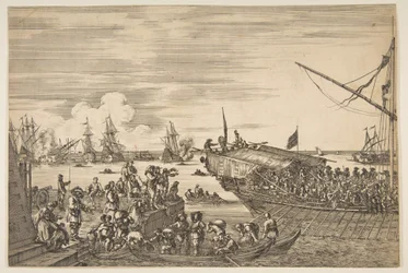 Partida de uma cozinha no porto de Livorno, de Vistas do porto de Livorno ..., 1654-55.
