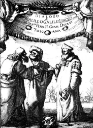 Frontispício do Diálogo dos Sistemas Máximos de Galileu, 1632