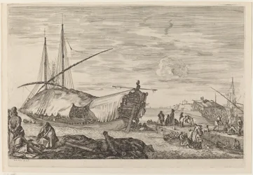 Galera com Convés Coberto de Velas, provavelmente c. 16541655.