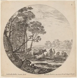 Paisagem com ruínas romanas