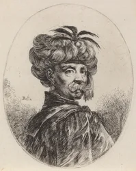 Mouro com turbante adornado com cinco plumas, 1649-1650