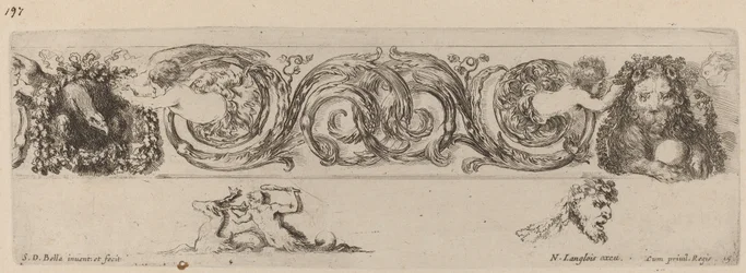 Friso ornamental com águia e leão enfeitado por crianças, provavelmente 1648.