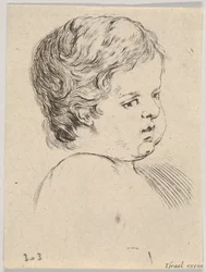 Ilustração 12: cabeça de uma criança, do Livro para aprender a desenhar Livre pour apprendre ..., ca. 1649