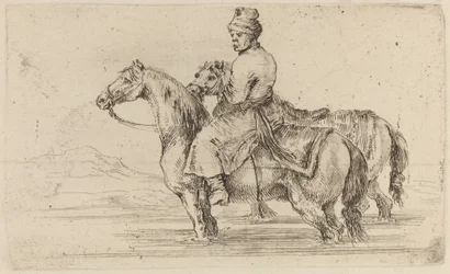Atendente polonês com dois cavalos.