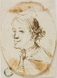 Retrato de busto de homem com gravata (frente); esboço de sela (verso)