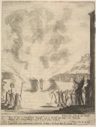 A prova de fogo, o monge Pedro, o discípulo São João Gualbert, passando pela fl ..., 1640.