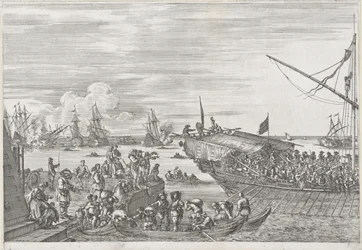 Partida de um navio de cozinha no porto de Livorno
Porto de Livorno (título da série)
Vues de port de Livourne (título da série)