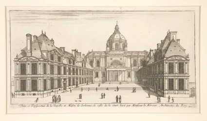 Vista e perspetiva da capela e da casa da Sorbonne