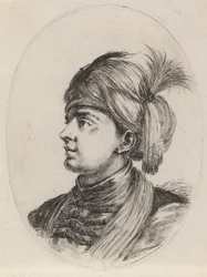 Jovem mouro com turbante de plumas, virado para a esquerda, 1649-1650.