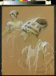 Portrait de la ballerine Vera Fokina (1886-1958) (Portrait of the Ballet Dancer V. Fokina). Oeuvre de Stepan Fyodorovich Chuprinenko (1870-?), pastel sur carton