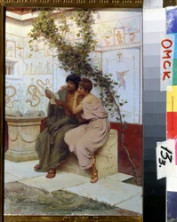 Une ode. Peinture de Stepan (Stefan) Vladislavovich Bakalovich (1857-1947). Huile sur bois. Museu Regional de Arte M. Vrubel, Omsk