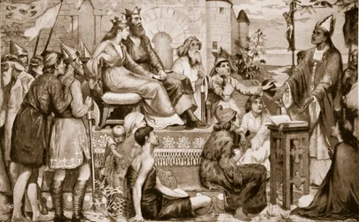 Santo Agostinho a pregar aos saxões, 597, ilustração de «Hutchinson