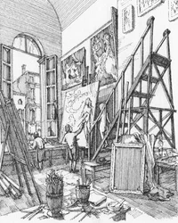 Estúdio de um artista em Veneza