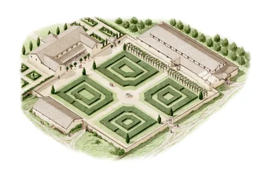 Villa romana de Brading, Ilha de Wight (desenhada em 2012), c.350-400 (tinta e aguarela)