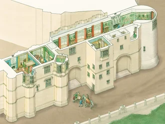 Galeria Norte da Rainha Isabel I no Castelo de Windsor, Berkshire, c.1578-1603 (tinta e aguarela)