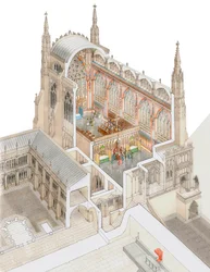 Capela de Santo Estêvão, Westminster, com clerestório baixo, c.1520-1530 (desenho de 2015) (tinta e aguarela)