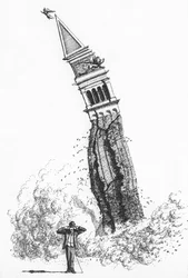 O desmoronamento do Campanário na Praça de São Marcos, Veneza, em 1902