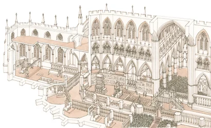 O coro da Abadia de Westminster por ocasião da coroação do rei Henrique IV em 1399, 2023