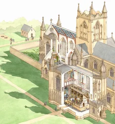 Walsingham Priory, Norfolk, c.1500-1535 (tinta e aguarela sobre papel)