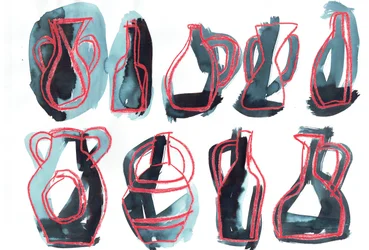 Nine Vessels, 2016 (pastel de óleo e tinta de tecido sobre papel)