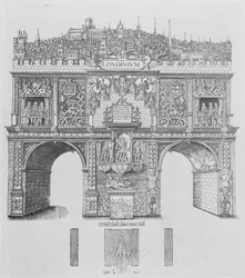 Um arco triunfal, gravado por William Kip, 1604