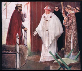 Entrevista de Langton com King John (lito colorido)