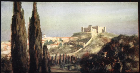 Spoletto, o local de nascimento de São Bento, ilustração de 