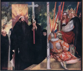 A recepção de Santo Agostinho por Ethelbert (cor litho)