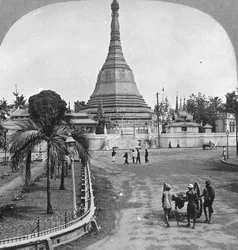 Pagode Sule da Pagoda Street, Rangoon, Birmânia, 1908