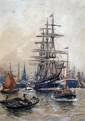 O porto de Hamburgo, no século XIX