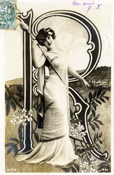 R: Gabrielle Robinne, atriz francesa, Comedie Française, Paris - Alfabeto em cartão postal