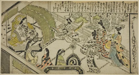 O encontro de Yoshitsune com a princesa Joruri, de "The Tale of Joruri in Twelve Episodes (Joruri Junidan Zoshi)"