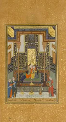 Casamento de Khusrau e Shirin, Fólio 104 de um Khamsa Quinteto de Nizami, A.H. 931AD. 1524-25. Criadores: Sultan Muhammad Nur, Mahmud Muzahhib, Shaikh Zada.