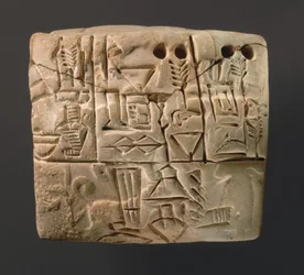 Tabuleta cuneiforme com registos da distribuição de cevada, c. 3000 a.C.
