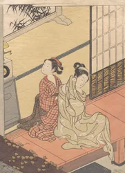 Sino vespertino do relógio Tokei no bansho, da série “Eight Parlor Views” Za..., ca. 1766.