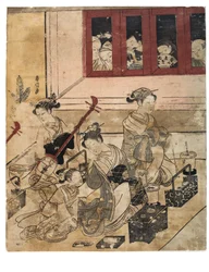 Quatro meninas de Yoshiwara no quarto