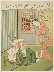 Hotei, da série "Os Sete Deuses da Boa Sorte na Vida Moderna (Ukiyo shichi fukujin)"