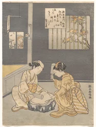 O Rio Jóia da lavagem de tecidos, um lugar famoso na província de Settsu (Tōi no Tamagawa, Settsu no meisho), de uma série sem título de seis Rios Jóia (Mu Tamagawa)