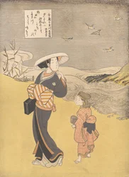 “The Jewel River of Plovers, a Famous Place in Mutsu Province”, da série S..., provavelmente de 1766.